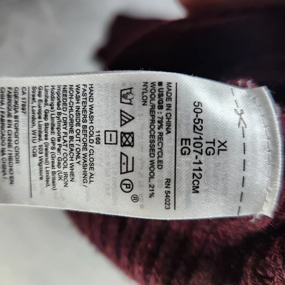 Banana Republic Mens XL‎ Burgundy Wool Blend Quarter Zip Pullover Sweater